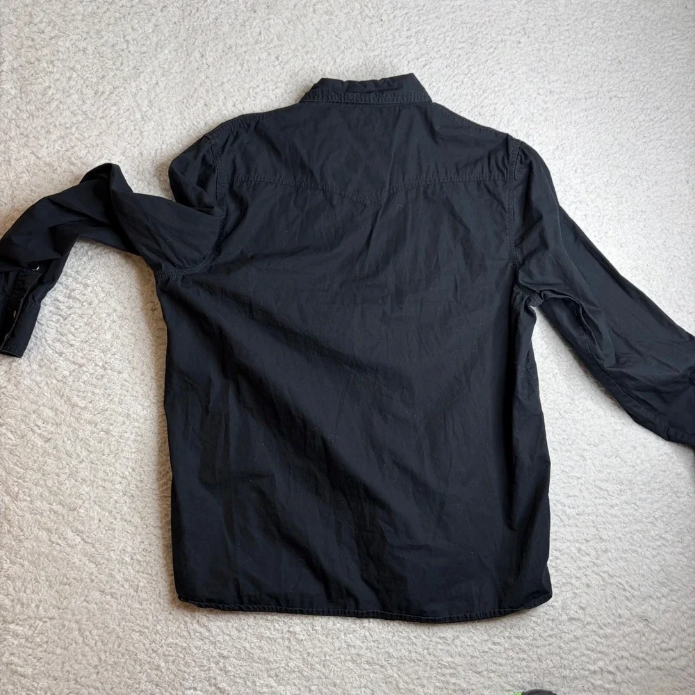 True Religion Mens Western Snap Shirt Black Horseshoe Stitch XL MYMB390MU3
